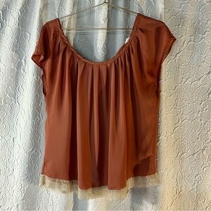 LC Lauren Conrad Rust Camisole with Lace Trim